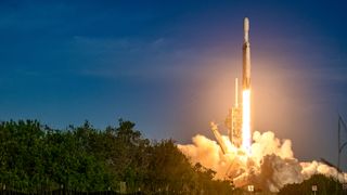A rocket launches