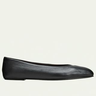 The Row black leather womens ballet flats