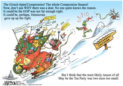 Political cartoon U.S. Budget Deal Grinch Christmas