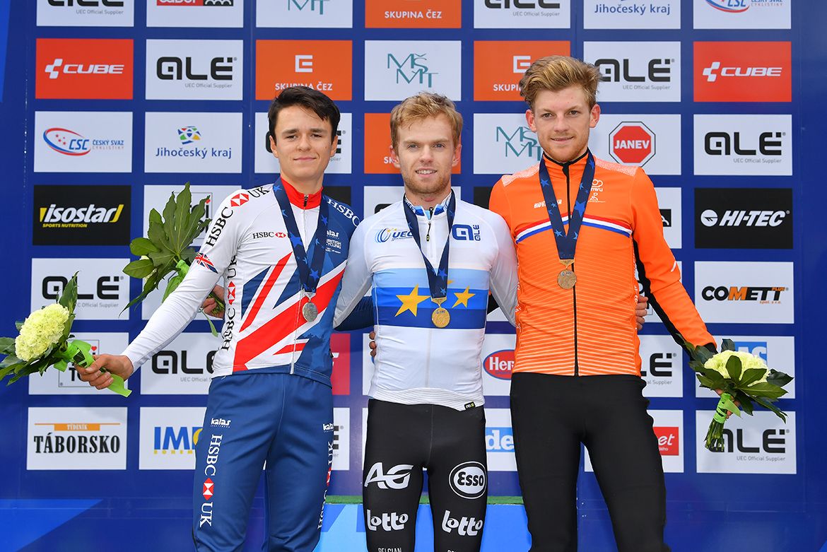 Eli Iserbyt (Belgium) with Tom Pidcock (Great Britain) and Sieben Wouters (Netherlands).