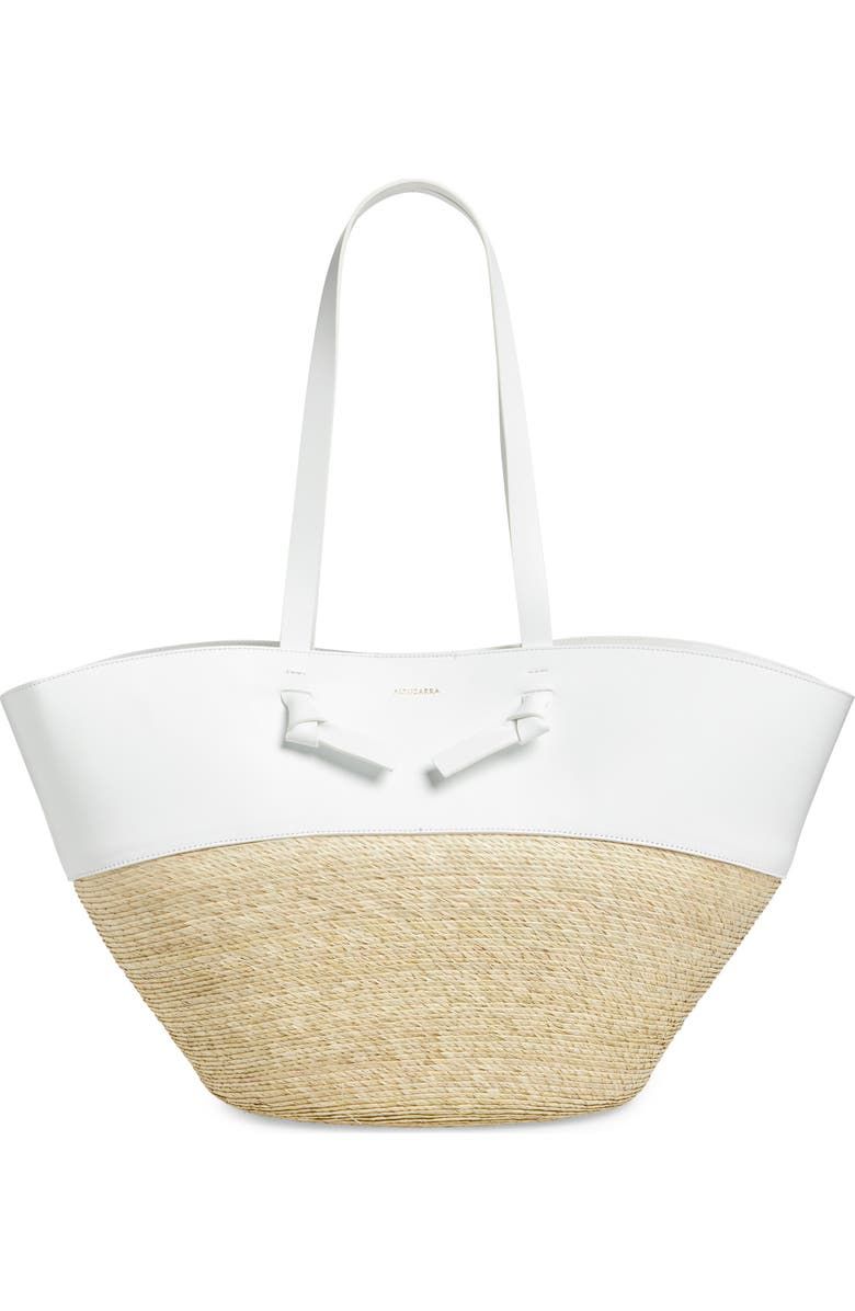 Large Knot Straw & Leather Tote