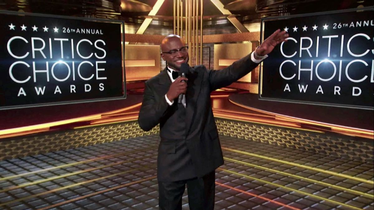 Host Taye Diggs speaks at the 26th Annual Critics Choice Awards on March 07, 2021