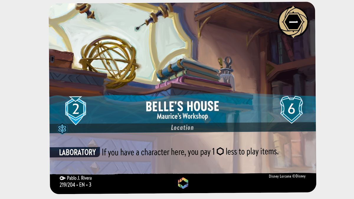 Belle's House location card from Into the Inklands, Disney Lorcana's expansion
