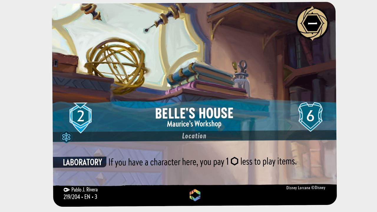 Belle's House location card from Into the Inklands, Disney Lorcana's expansion