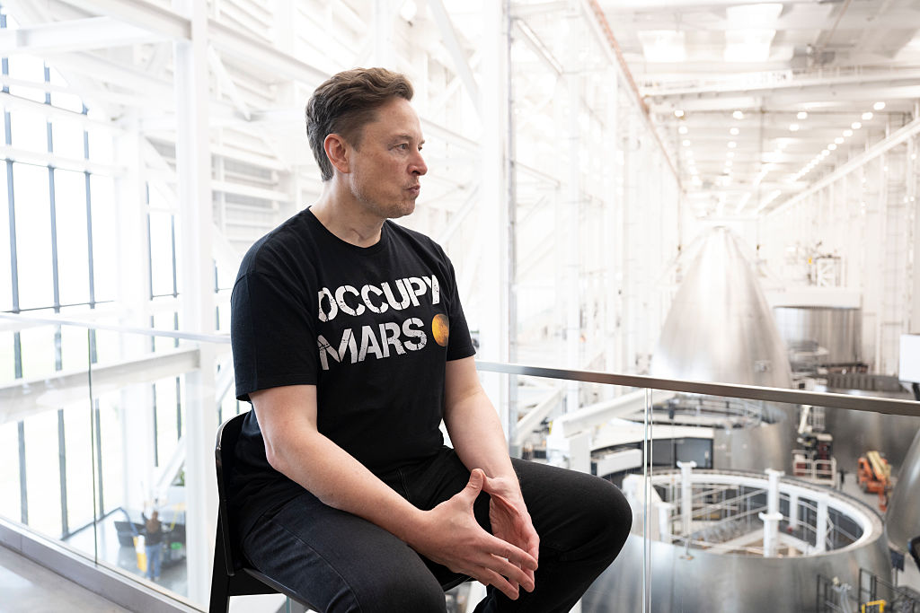 Elon Musk is photographed at Space X in Brownsville, Texas