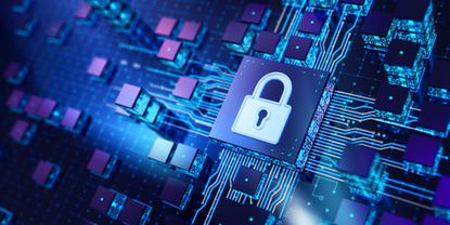 A digital padlock pictured on a circuit board