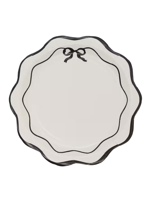 Scalloped Bow Paper Dinner Plates, Set of 8