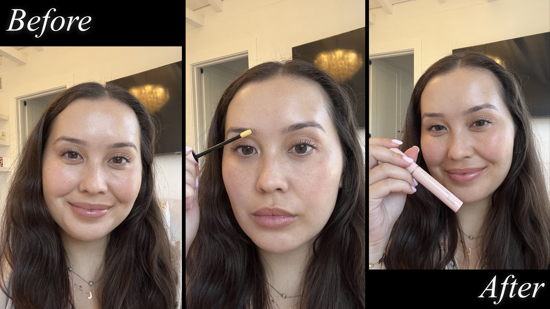 Catharine Malzahn testing Vegamour eyebrow growth serum