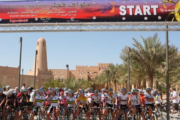 The women line up for the start in Al Dayeen