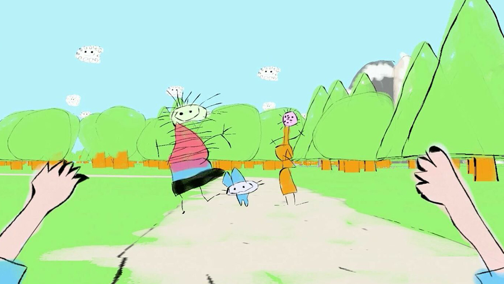 Image of a childlike drawing from the game art of Odd Dorable