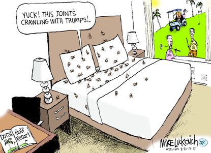 Political Cartoon U.S. Doral Golf Resort G7 Bedbugs Trump