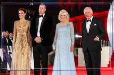 The Prince and Princess of Wales, and King Charles III and Camilla the Queen Consort attend the "No Time To Die" World Premiere at Royal Albert Hall on September 28, 2021 in London, England. 