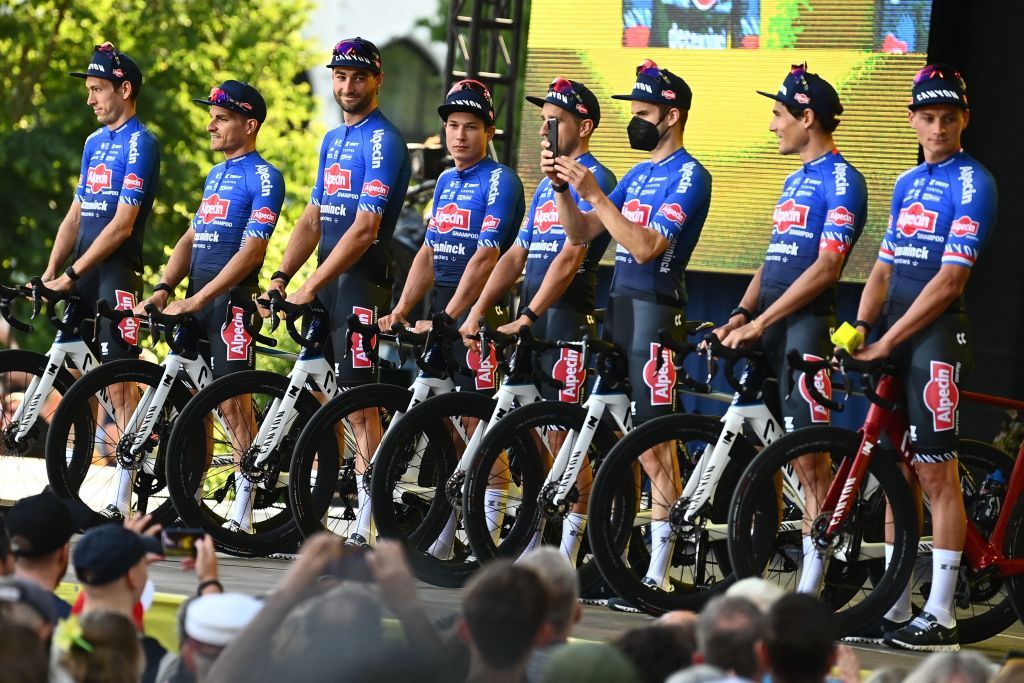 Illustration shows the team presentation ahead of the 109th edition of the Tour de France cycling race in Copenhagen Denmark Wednesday 29 June 2022 This years Tour de France takes place from 01 to 24 July 2022 and starts with three stages in DenmarkBELGA PHOTO JASPER JACOBS Photo by JASPER JACOBS BELGA MAG Belga via AFP Photo by JASPER JACOBSBELGA MAGAFP via Getty Images