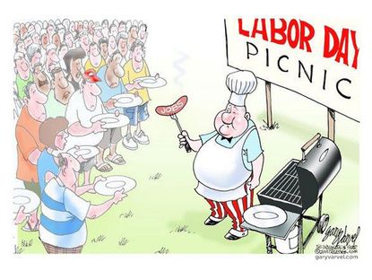 Editorial cartoon Labor Day jobs