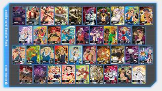 A screenshot from the official Capcom site of the full range of booster pack amiibo cards available.