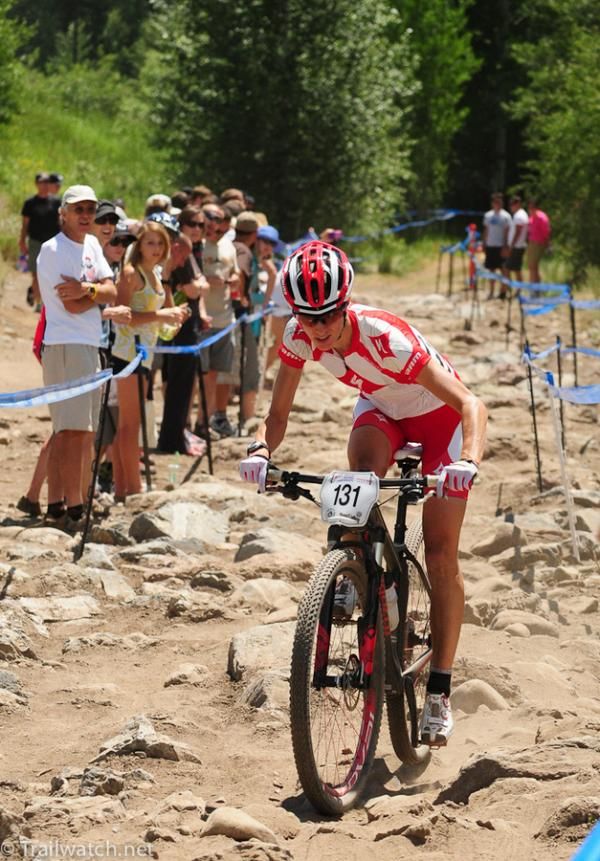 Lea Davison (Specialized) was possibly the fastest rider on lap five