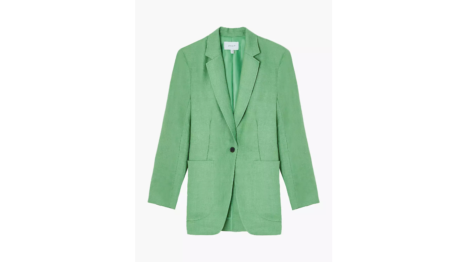 Jigsaw Casual Linen Blazer in Eden Green