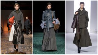 Fall 2024 runway skirts— Bottega Veneta, Burberry, Brandon Maxwell