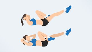 an illo of a woman doing bicycle crunches