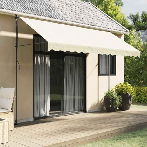 Retractable Awning With Steel Frame, Patio Sun Canopy, Cream, 350x150 Cm