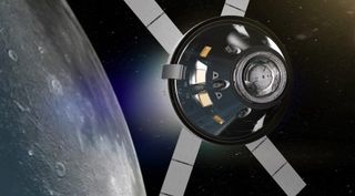 Orion spacecraft moon art