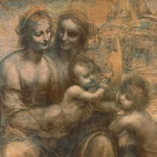 The Virgin and Child with Saint Anne, and the Infant Saint John the Baptist, c.1499-1500 (charcoal heightened with white chalk on paper, mounted on canvas) by Vinci, Leonardo da (1452-1519); 141.5x104.6 cm; National Gallery, London.