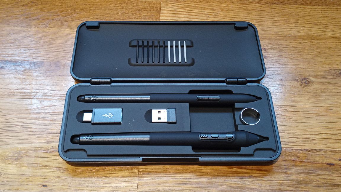 Xencelabs Pen Tablet Small review; a black box with two pen stylus inside
