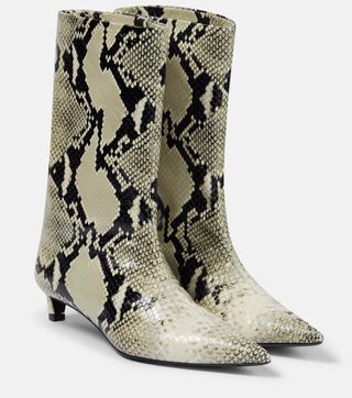 Snake-Effect Leather Boots