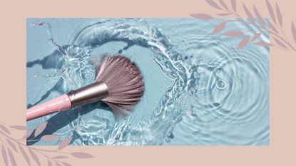 image demonstrating how to wash makeup brushes