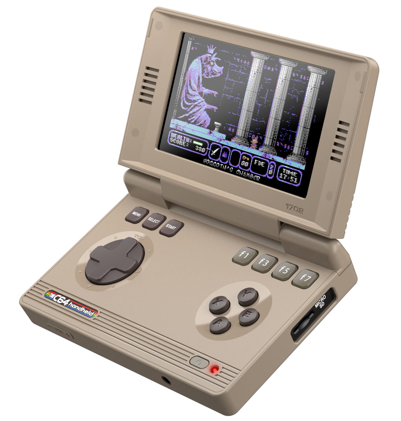 THEC64 Handheld, a beige retro handheld console