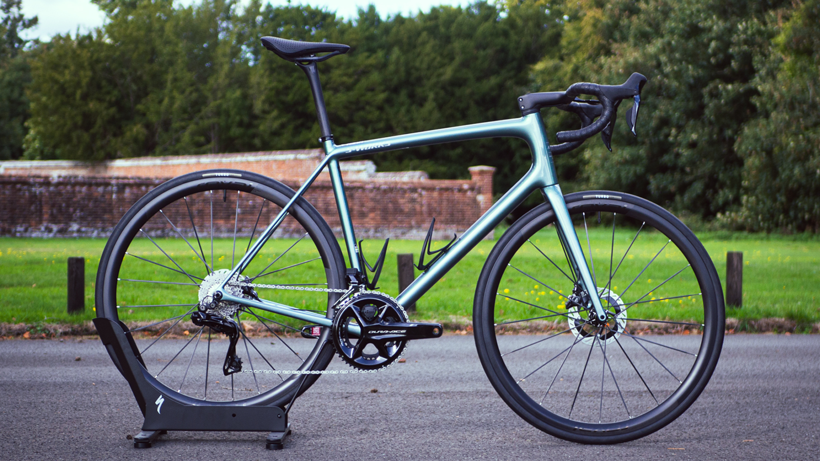 A silvery green S-Works Aethos 2