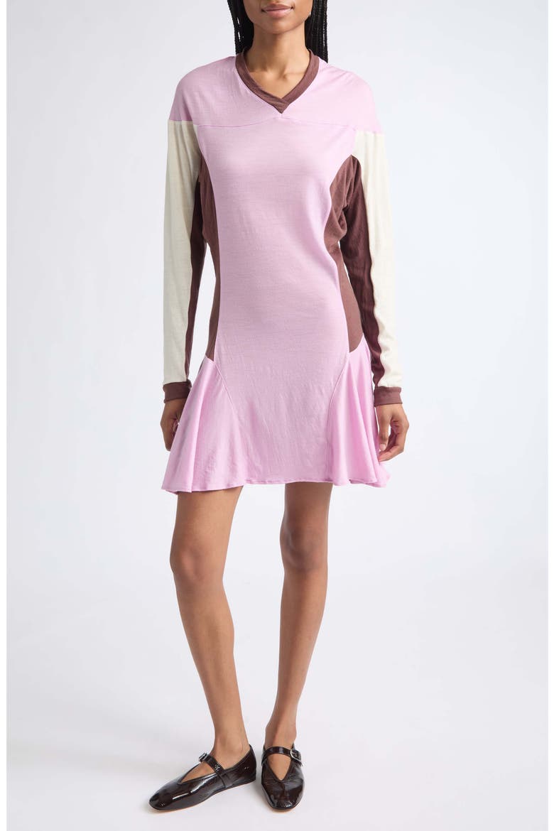 Sport Colorblock Long Sleeve Wool Minidress