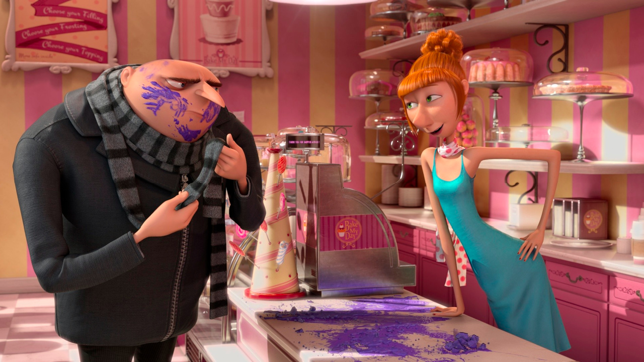 Lucy and Gru in Despicable Me 2.