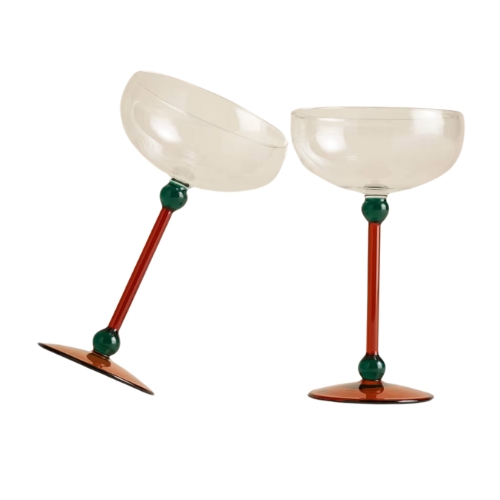 Set of 2 Bobble Contrast Champagne Saucers