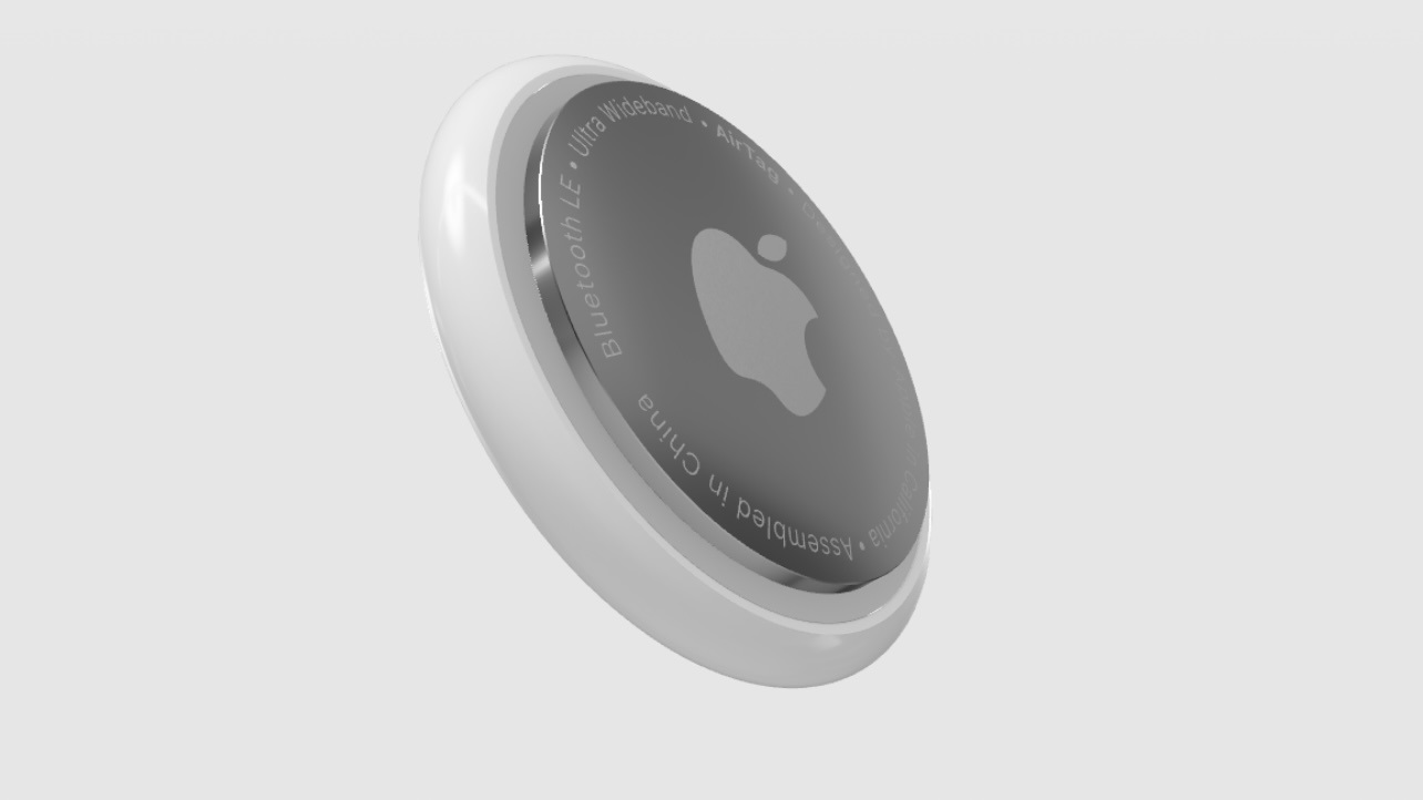 Apple AirTag showing the battery cover on the rear