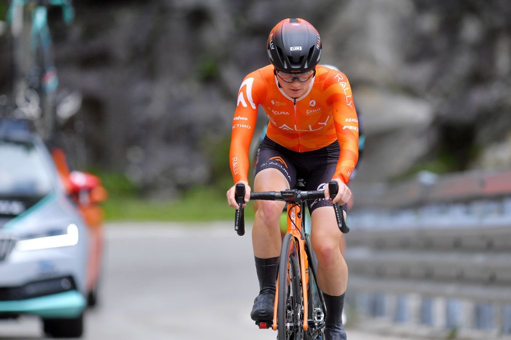 CASCATE DEL TOCE ITALY JULY 05 Heidi Franz of United States and Team Rally Cycling during the 32nd Giro dItalia Internazionale Femminile 2021 Stage 4 a 112km Individual Time Trial from Fondovalle to Cascate Del Toce 1714m ITT GiroDonne UCIWWT on July 05 2021 in Cascate Del Toce Italy Photo by Luc ClaessenGetty Images