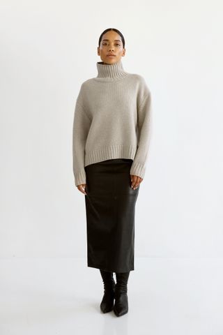 Nola Turtleneck Sweater, Taupe