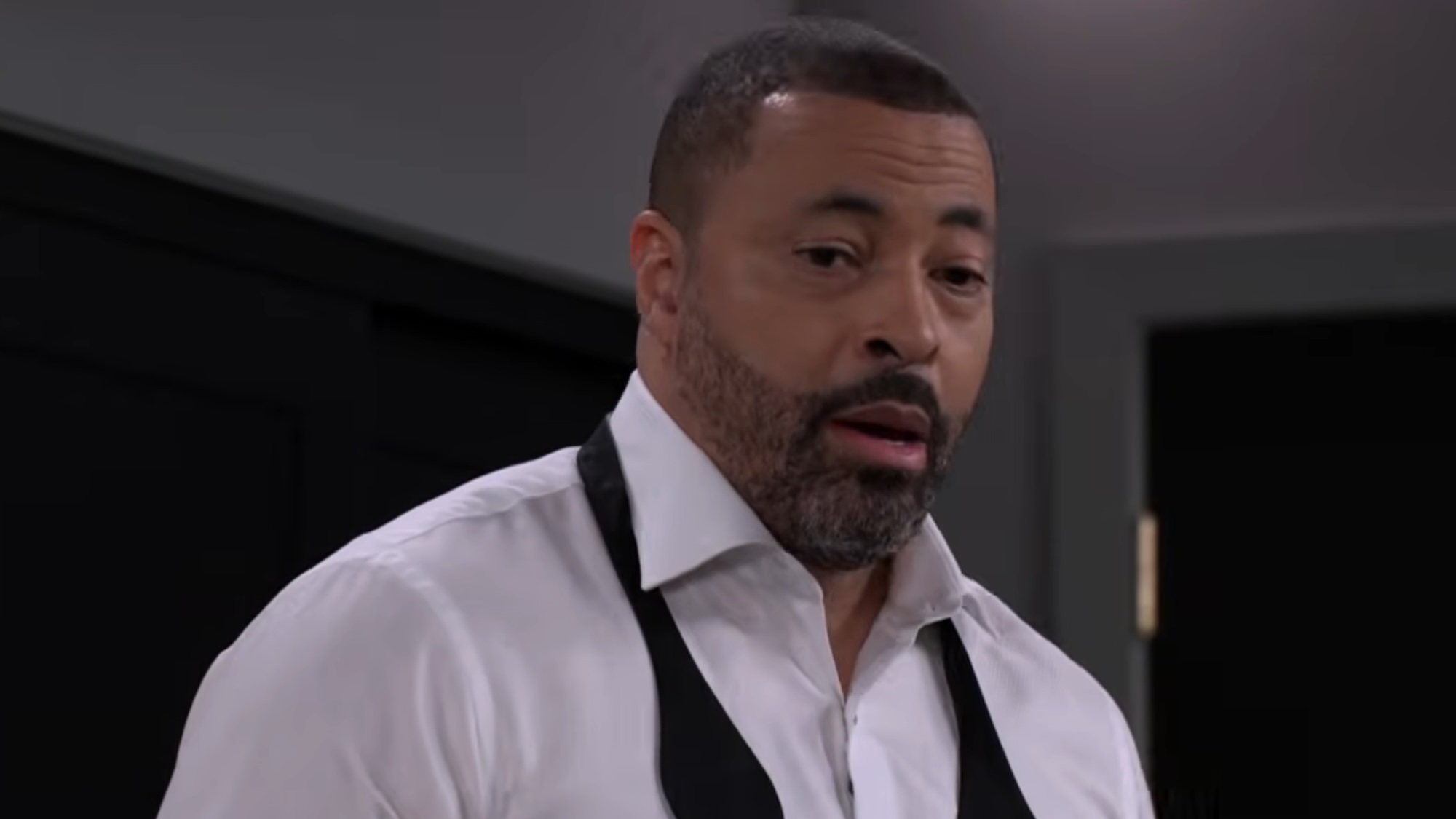 Bill looking guilty in his tux in Beyond the Gates