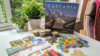 Cascadia box, tiles, and tokens