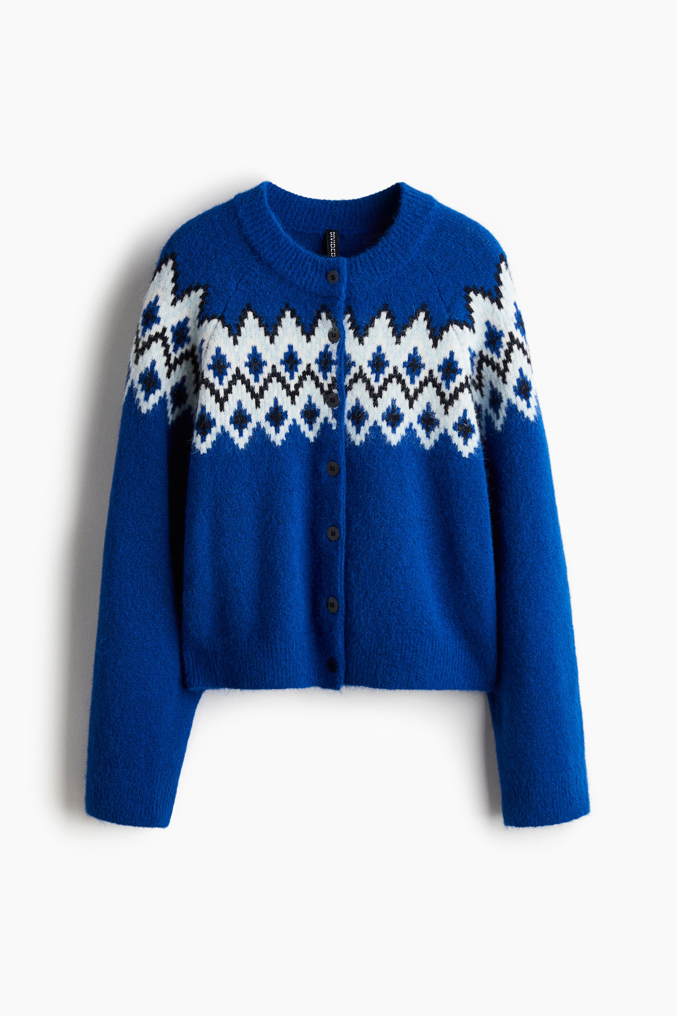 Jacquard-Knit Cardigan - Bright Blue/patterned