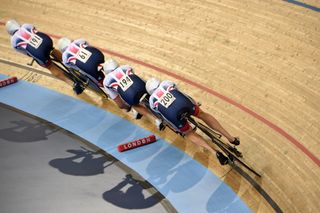 Great Britain during qualifying for the team pursuit, Track World Championships 2016