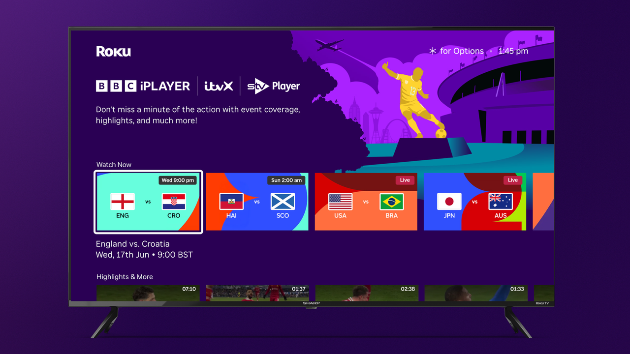 A mock up of the Football Zone feature coming to Roku devices for the World Cup