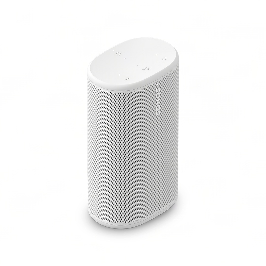 A white Sonos Play speaker on a white background.