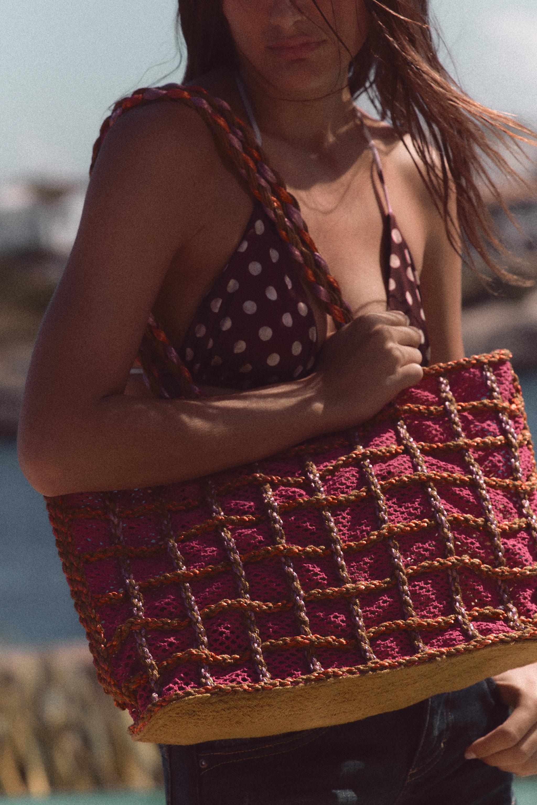 Combination Woven Maxi Bag