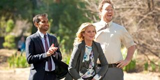 Amy Poehler, Aziz Ansari, and Chris Pratt in Parks and Rec