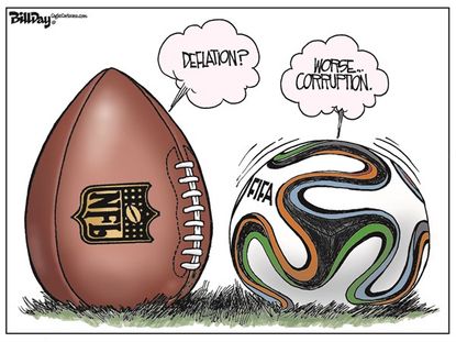Editorial cartoon FIFA Deflategate