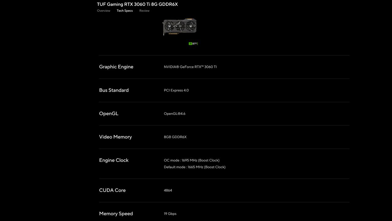 TUF Gaming RTX 3060 Ti 8G GDDR6X