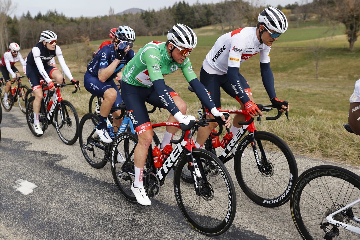 Paris Nice 2022 - 80th Edition - 5th stage Saint Just Saint Rambert - Saint Sauveur de Montagut 188,8 km - 10/03/2022 - Mads Pedersen (DEN - Trek - Segafredo) - Jasper Stuyven (BEL - Trek - Segafredo) - photo Luis Angel Gomez/SprintCyclingAgency&Acirc;&copy;2022