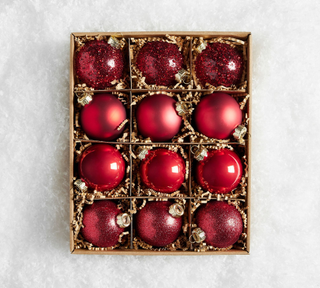set of 12 red ornaments