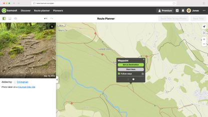 Image shows Komoot's new Trail View